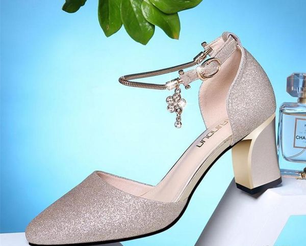 2019 women's sandals in summer with new style high heel coarse heel pointed end @135, Black
2019 women's sandals in summer with new style high heel coarse heel pointed end @135, Black