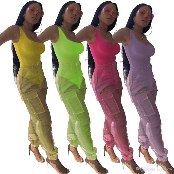 women onesies organza long pants two piece sets rompers see through pocket trousers bodycon jumpsuits summer fashion suit clothing, White
women onesies organza long pants two piece sets rompers see through pocket trousers bodycon jumpsuits summer fashion suit clothing, White