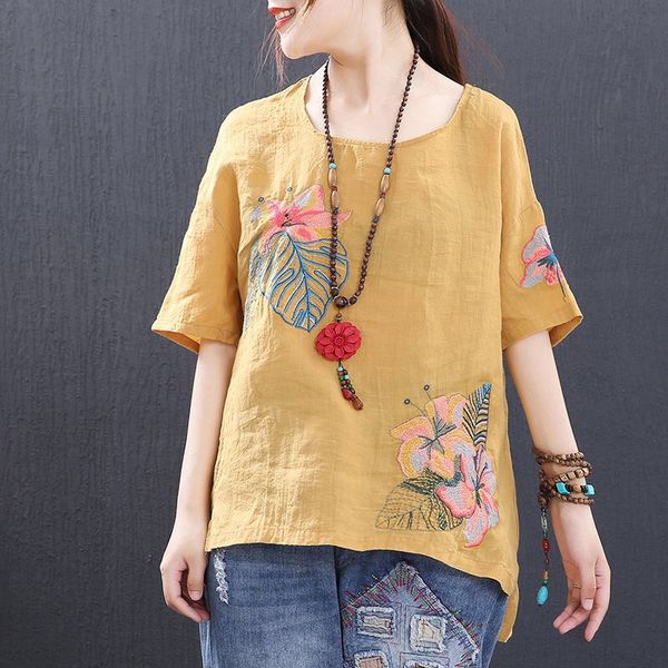 new women casual basic summer cotton linen blouse shirt embroidery o-neck flower ~4xl, White
new women casual basic summer cotton linen blouse shirt embroidery o-neck flower ~4xl, White