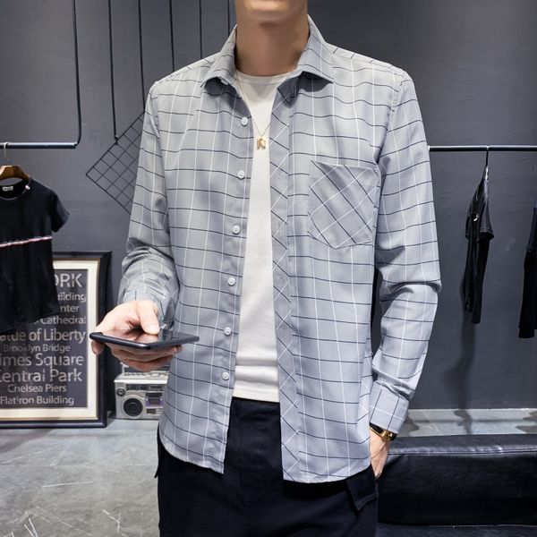 men shirt long sleeve 2019 autumn new fashion plaid casual inch clothing student handsome inch shirt personality male, White;black
men shirt long sleeve 2019 autumn new fashion plaid casual inch clothing student handsome inch shirt personality male, White;black