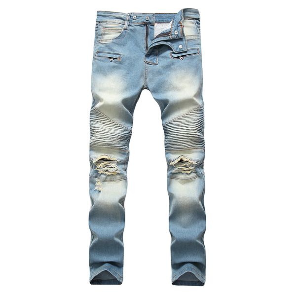 europe and america biker jeans high street mens motorcycle jeans pleated pocket zipper hole jeans slim nostalgic pants, Blue
europe and america biker jeans high street mens motorcycle jeans pleated pocket zipper hole jeans slim nostalgic pants, Blue