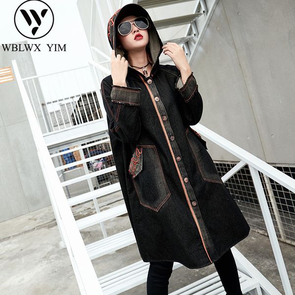 2019 spring new hooded denim jacket womens fashion letter embroidery patch long jeans jacket women streetwear loose denim coat, Black;brown
2019 spring new hooded denim jacket womens fashion letter embroidery patch long jeans jacket women streetwear loose denim coat, Black;brown
