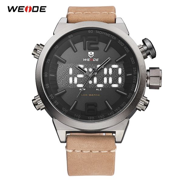weide men's analog led digital display quartz movement leather strap clock numeral wristwatches waterproof relogio masculino, Slivery;brown
weide men's analog led digital display quartz movement leather strap clock numeral wristwatches waterproof relogio masculino, Slivery;brown