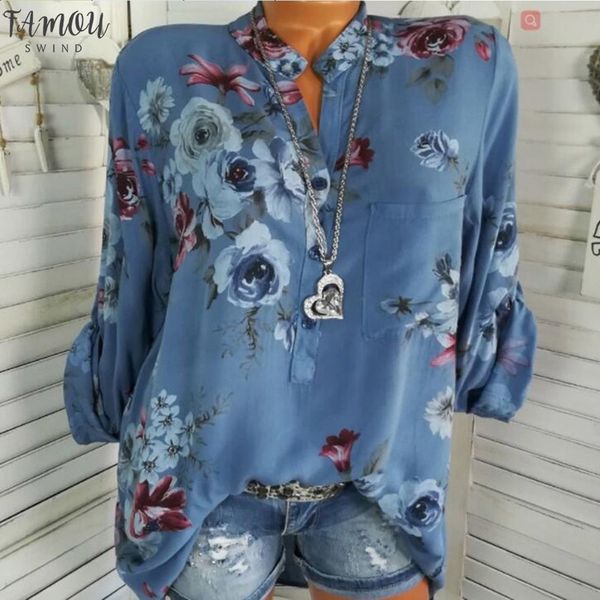 women floral print chiffon blouse long sleeve v neck shirt female printed loose pocket blouses harajuku, White
women floral print chiffon blouse long sleeve v neck shirt female printed loose pocket blouses harajuku, White