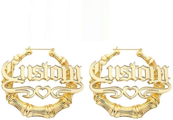 personalized name bamboo hoop earrings - custom name hoop big circle earrings for women lady girl jewelry gifts, Golden;silver
personalized name bamboo hoop earrings - custom name hoop big circle earrings for women lady girl jewelry gifts, Golden;silver