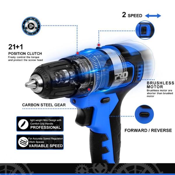 professiona electric drills 21v brushless drill 40nm cordless screwdriver 2000mah battery mini power 5pcs bit
professiona electric drills 21v brushless drill 40nm cordless screwdriver 2000mah battery mini power 5pcs bit