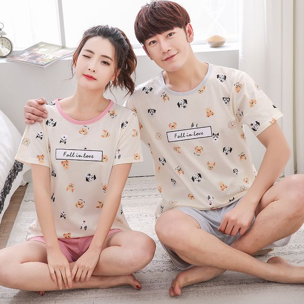 summer thin section short sleeve shorts cute dog casual breathable couples pajamas men's and women's homewear set, Black;red
summer thin section short sleeve shorts cute dog casual breathable couples pajamas men's and women's homewear set, Black;red