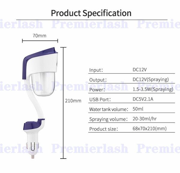

12v portable auto mini car steam humidifier air purifier aroma aromatherapy essential oil diffuser mist maker mini fogger ing