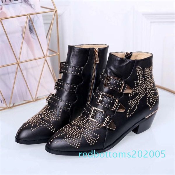 2020 luxury susanna leather studded booties designer boots real nappa leahter women ankle boots rivets gold martin boots cowboy boot r05, Black
2020 luxury susanna leather studded booties designer boots real nappa leahter women ankle boots rivets gold martin boots cowboy boot r05, Black