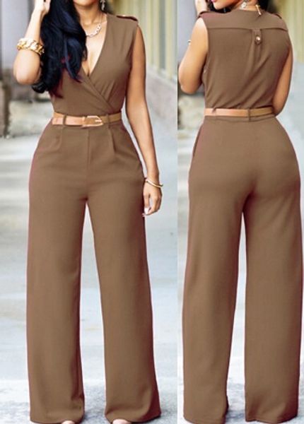 woman sleeveless solid overall elegant v-neck jumpsuit european style rompers womens jumpsuit, Black;white
woman sleeveless solid overall elegant v-neck jumpsuit european style rompers womens jumpsuit, Black;white