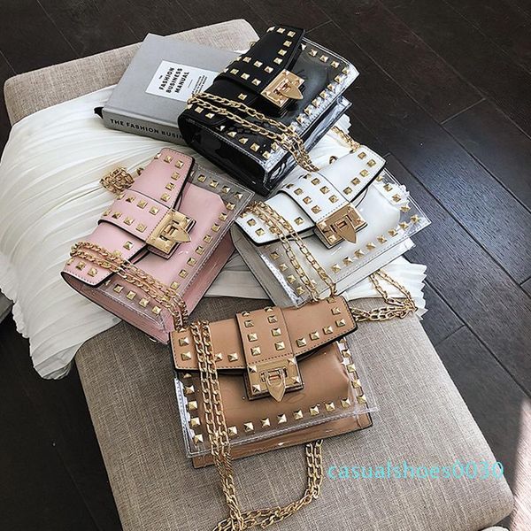 small clear brand designer woman 2019 new fashion messenger bag chains shoulder bag female rivets transparent square pu handbag c30
small clear brand designer woman 2019 new fashion messenger bag chains shoulder bag female rivets transparent square pu handbag c30