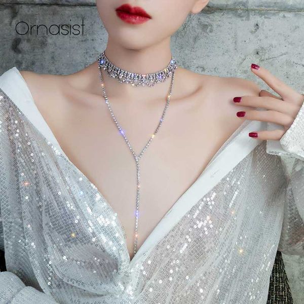 2020 new fashion exaggerated necklace temperament shiny rhinestone tassel clavicle chain handsome necklace female gift, Silver
2020 new fashion exaggerated necklace temperament shiny rhinestone tassel clavicle chain handsome necklace female gift, Silver