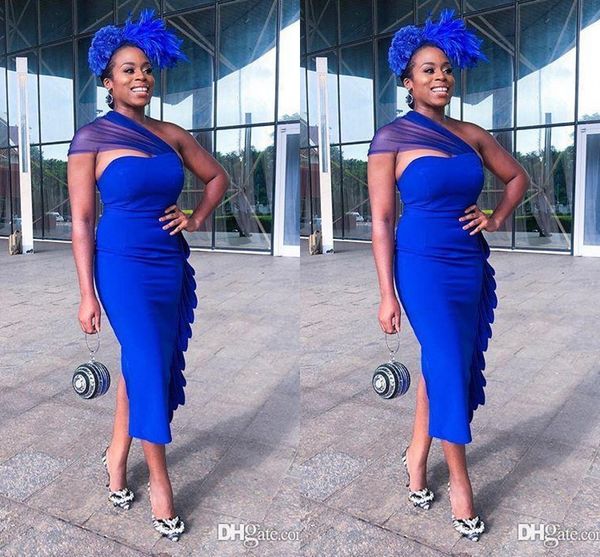 african plus size royal blue sheath cocktail party dresses one shoulder tea length back split prom dress evening party wear dress, Black
african plus size royal blue sheath cocktail party dresses one shoulder tea length back split prom dress evening party wear dress, Black