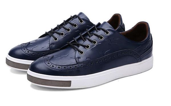 leather men's shoes carved punch color matching casual brogue shoes round head tie flat bottom shoes, Black
leather men's shoes carved punch color matching casual brogue shoes round head tie flat bottom shoes, Black
