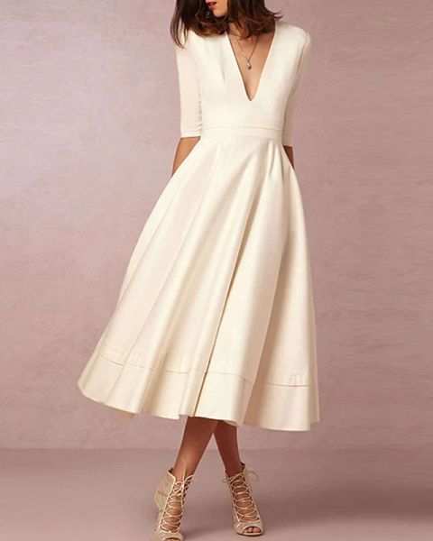 a-line wedding dresses v neck tea length satin half sleeve casual vintage little white dress 1950s with 3246
a-line wedding dresses v neck tea length satin half sleeve casual vintage little white dress 1950s with 3246