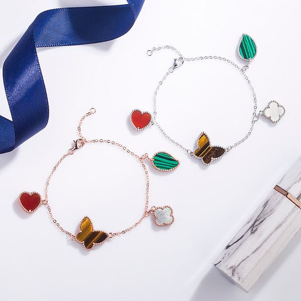 five-flower four-leaf grass bracelet s925 sterling silver butterfly heart bracelet rose gold red agate stone women's ornaments
five-flower four-leaf grass bracelet s925 sterling silver butterfly heart bracelet rose gold red agate stone women's ornaments