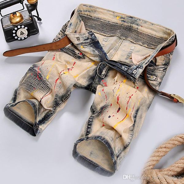 retro menswear designer shorts inkjet tide locomotive stretch denim soft quality fashion yellow short pants, White;black
retro menswear designer shorts inkjet tide locomotive stretch denim soft quality fashion yellow short pants, White;black