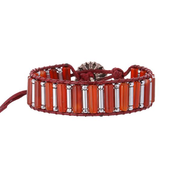 boho red agate mix hematite tube beads braided alloy wrap bracelets with little daisies button for women holiday gifts, Black
boho red agate mix hematite tube beads braided alloy wrap bracelets with little daisies button for women holiday gifts, Black