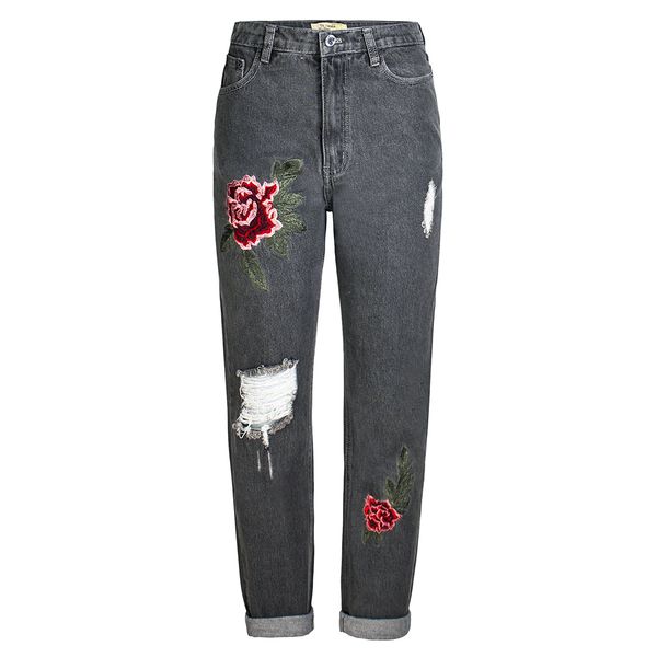 european and american foreign trade autumn and winter women's embroidery high waist straight jeans street bf wind ripped jeans, Blue
european and american foreign trade autumn and winter women's embroidery high waist straight jeans street bf wind ripped jeans, Blue