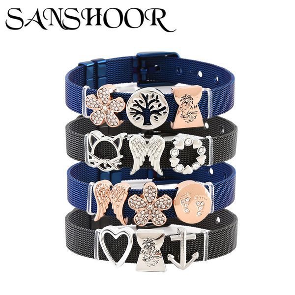 sanshoor blue black 21cm stainless steel bracelet sets for diy women jewelry with hoy selling angels flowers life tree charms, Golden;silver
sanshoor blue black 21cm stainless steel bracelet sets for diy women jewelry with hoy selling angels flowers life tree charms, Golden;silver