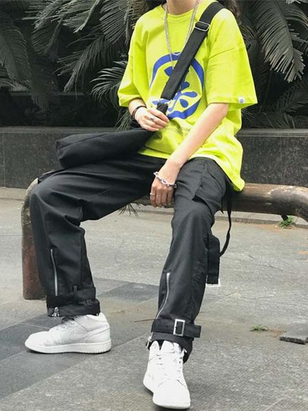 men's pants trendy fashion pocket zipper straight japanese street casual loose tooling men trousers, Black
men's pants trendy fashion pocket zipper straight japanese street casual loose tooling men trousers, Black