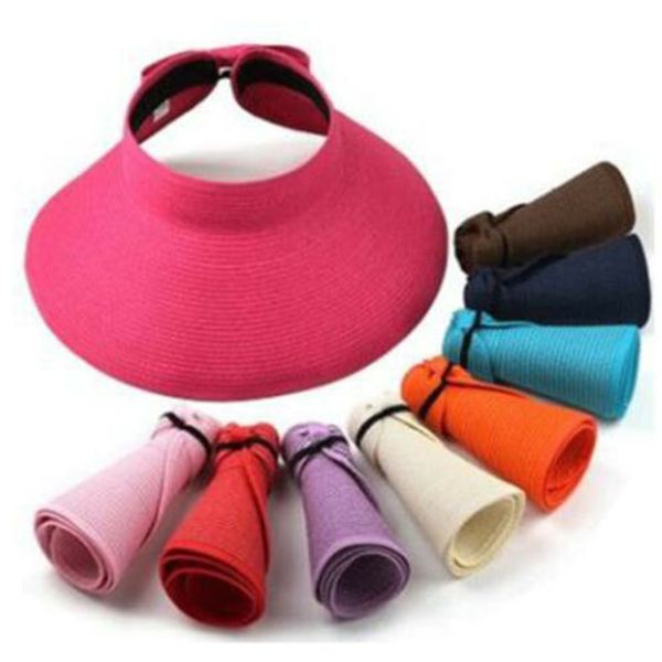 hirigin women lady wide brim visor cap summer beach straw clip on sun hat tennis golf, Blue;gray
hirigin women lady wide brim visor cap summer beach straw clip on sun hat tennis golf, Blue;gray