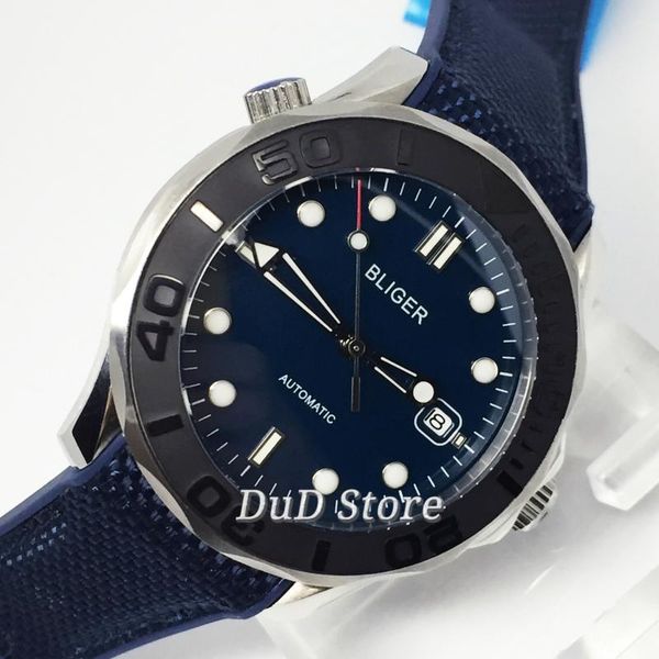 bliger 40mm automatic mechanical watch blue ceramics bezel stainless case sapphire luminous waterproof calendar men wristwatch, Slivery;brown
bliger 40mm automatic mechanical watch blue ceramics bezel stainless case sapphire luminous waterproof calendar men wristwatch, Slivery;brown