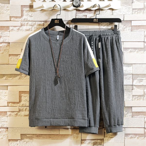 casual suit men's short-sleeved t-shirt+ shorts fashion new summer sports suit men's loose cotton youth 2 piece set, Gray
casual suit men's short-sleeved t-shirt+ shorts fashion new summer sports suit men's loose cotton youth 2 piece set, Gray