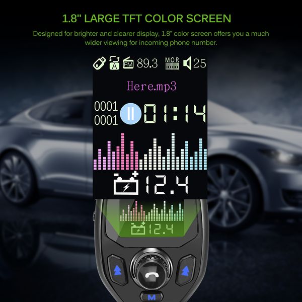 dual usb port bluetooth fm transmitter car charger kit modulator vehicle adapter aux port with 1.8 inch color screen
dual usb port bluetooth fm transmitter car charger kit modulator vehicle adapter aux port with 1.8 inch color screen