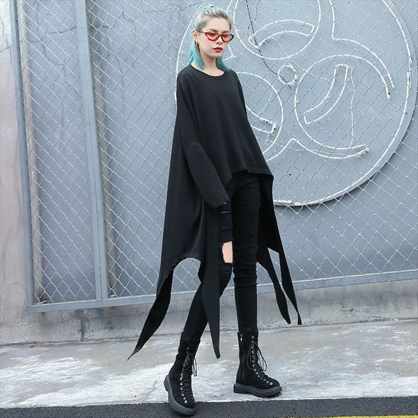 creative design large size women's long sleeve t- irregular hem big t- shirt bat shirt thin 2020, White
creative design large size women's long sleeve t- irregular hem big t- shirt bat shirt thin 2020, White