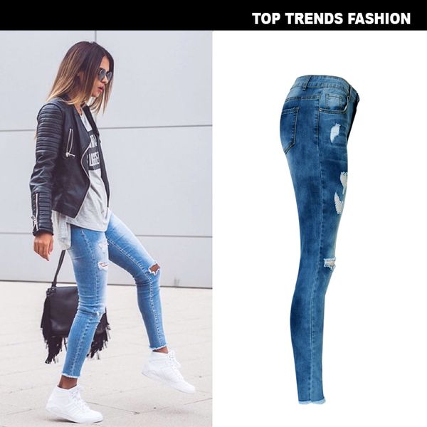 2020 women's skinny hole ripped jeans new fashion women pants boyfriend denim biker jeans female pencil pants softener, Blue
2020 women's skinny hole ripped jeans new fashion women pants boyfriend denim biker jeans female pencil pants softener, Blue