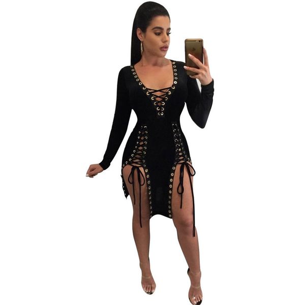 women fashion bandage bodycon mini dress long sleeve v-neck lace up hollow out party casual mini dress, Black;gray
women fashion bandage bodycon mini dress long sleeve v-neck lace up hollow out party casual mini dress, Black;gray