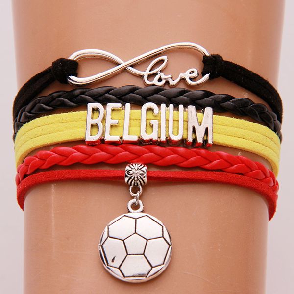 infinity love belgium bracelet bangles soccer/heart charm braided leather bracelets for women men jewelry drop shipping, Golden;silver
infinity love belgium bracelet bangles soccer/heart charm braided leather bracelets for women men jewelry drop shipping, Golden;silver