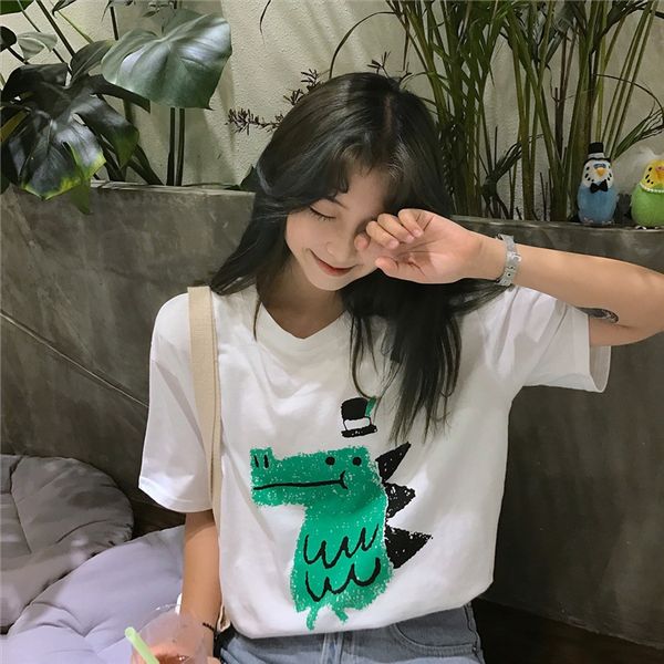 2020 large size women's loose short-sleeved t-shirt women all-match weird girl printed cloth cotton cloth cotton, White
2020 large size women's loose short-sleeved t-shirt women all-match weird girl printed cloth cotton cloth cotton, White