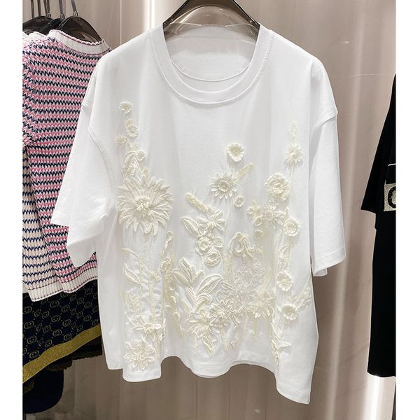 luxury t-shirt for women flower embroidery o-neck short sleeve solid white t-shirt for lady 2020 summer
luxury t-shirt for women flower embroidery o-neck short sleeve solid white t-shirt for lady 2020 summer