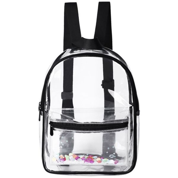 new fashion lady backpack transparent black wild student bag youth backpack
