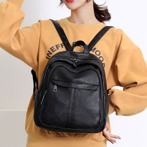 fashion backpack female korean soft leather satchel lightweight pu leather explosion black bag women
fashion backpack female korean soft leather satchel lightweight pu leather explosion black bag women