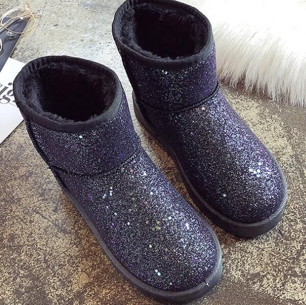 2019 new australian snow boots europe and the united states sequins thickened flat bottom warm cotton shoes cotton martin boots, Black
2019 new australian snow boots europe and the united states sequins thickened flat bottom warm cotton shoes cotton martin boots, Black