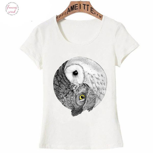 balance yin yang owls t shirt summer vintage style women t shirt fashion casual girl fashion art tees woman funny, White 
balance yin yang owls t shirt summer vintage style women t shirt fashion casual girl fashion art tees woman funny, White