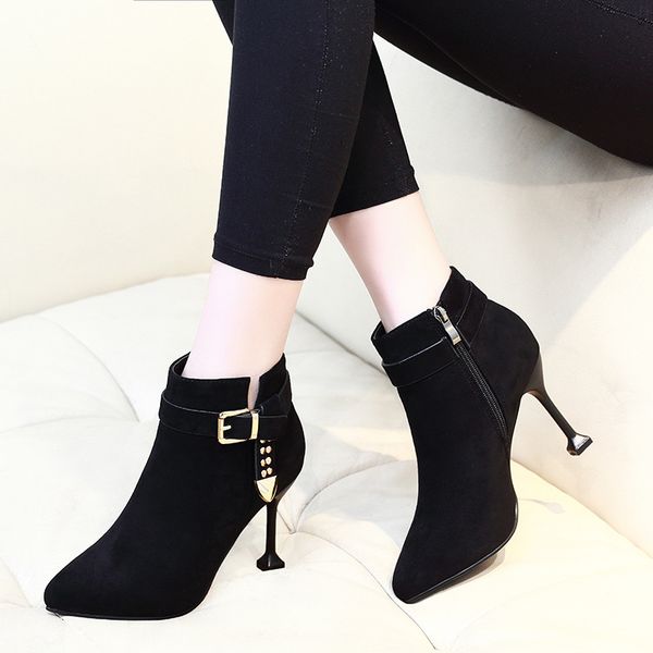 2019 fashion chunky heels boots spring autumn ladies pointed toe ankle boots flock women heeled shoes ch-b0156, Black
2019 fashion chunky heels boots spring autumn ladies pointed toe ankle boots flock women heeled shoes ch-b0156, Black
