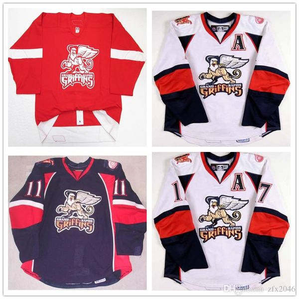 custom men's ahl grand rapids griffins 11 ville leino 17 mark cullen hockey jerseys home white red nvey embroidered any name your numbe, Black
custom men's ahl grand rapids griffins 11 ville leino 17 mark cullen hockey jerseys home white red nvey embroidered any name your numbe, Black