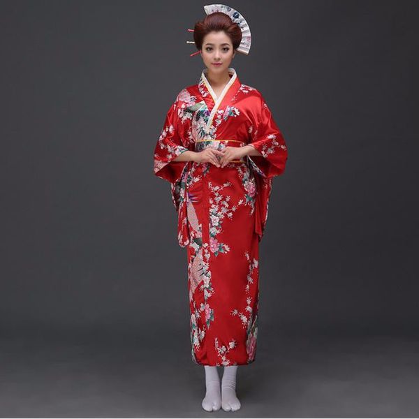 traditional women satin kimono yukata with obi performance dance dress japanese cosplay costume flower, Red
traditional women satin kimono yukata with obi performance dance dress japanese cosplay costume flower, Red