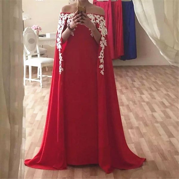 white lace and red evening dress with cape off shoulder handmade appliques floor length long prom party gown custom size, Black;red
white lace and red evening dress with cape off shoulder handmade appliques floor length long prom party gown custom size, Black;red