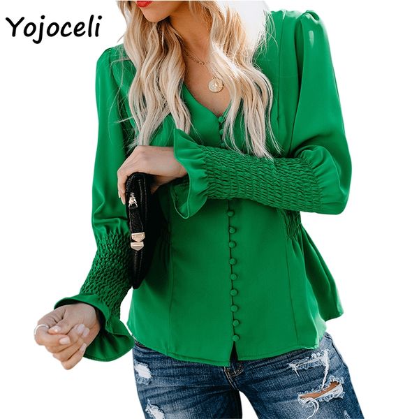yojoceli button down blouses shirt women v neck shirred sleeve casual blusas female, White
yojoceli button down blouses shirt women v neck shirred sleeve casual blusas female, White