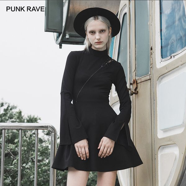 punk rave girl's new turtleneck asymmetry punk dress personality slim black split gothic daily knit black dress women, Black;gray
punk rave girl's new turtleneck asymmetry punk dress personality slim black split gothic daily knit black dress women, Black;gray