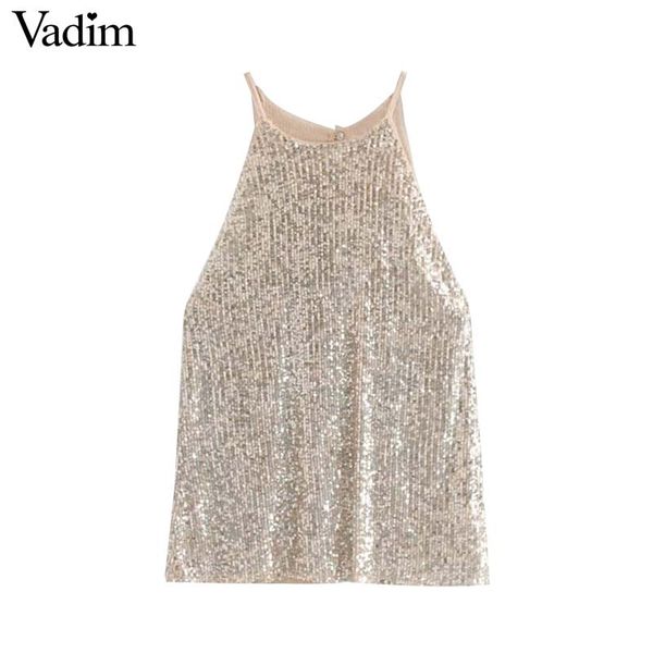 vadim women elegant sequined halter blouse sleeveless shirt party club wear shiny female chic summer wa434, White
vadim women elegant sequined halter blouse sleeveless shirt party club wear shiny female chic summer wa434, White