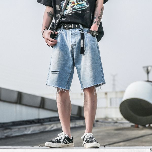 fight club tattered denim shorts, Blue