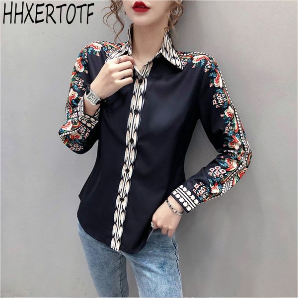 2020 summer runway designer vintage printed blouses women's long sleeve turn-down collar elegant casual shirt, White
2020 summer runway designer vintage printed blouses women's long sleeve turn-down collar elegant casual shirt, White