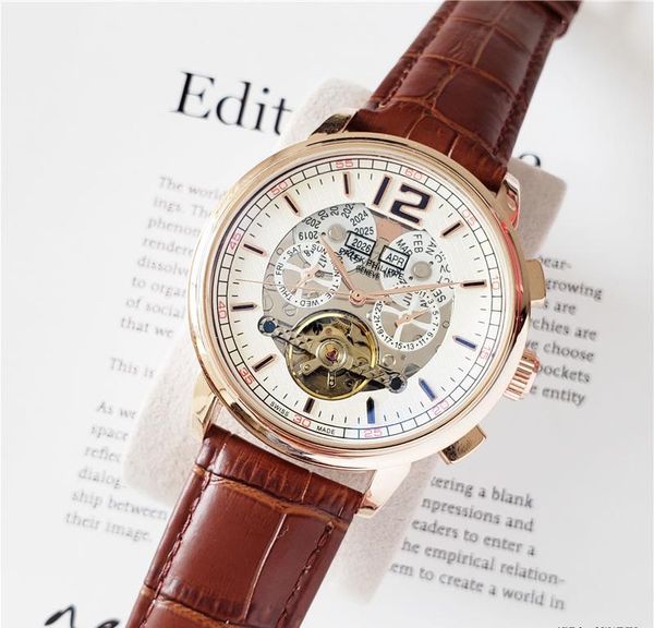 men's watch tourbillon automatic movement quality business mechanical watch leather strap sports casual watches, Slivery;brown
men's watch tourbillon automatic movement quality business mechanical watch leather strap sports casual watches, Slivery;brown