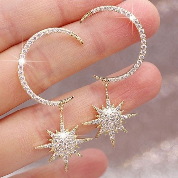1 pair moon star drop earring full cubic zirconia shining dangle earring women girl ladies gold silver rose gold fashion jewelry
1 pair moon star drop earring full cubic zirconia shining dangle earring women girl ladies gold silver rose gold fashion jewelry